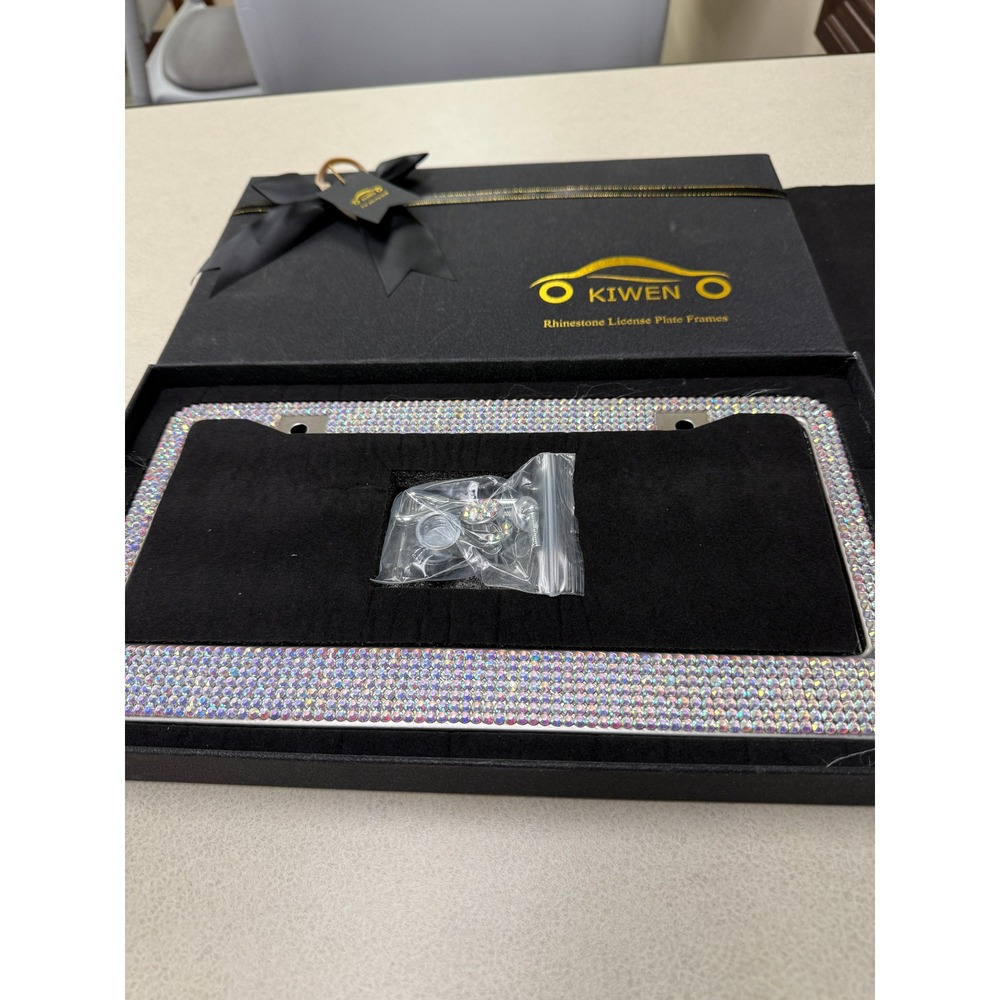 KIWEN Rhinestone License Plate Frame  Crystal Sparkle  Car Truck Accessories